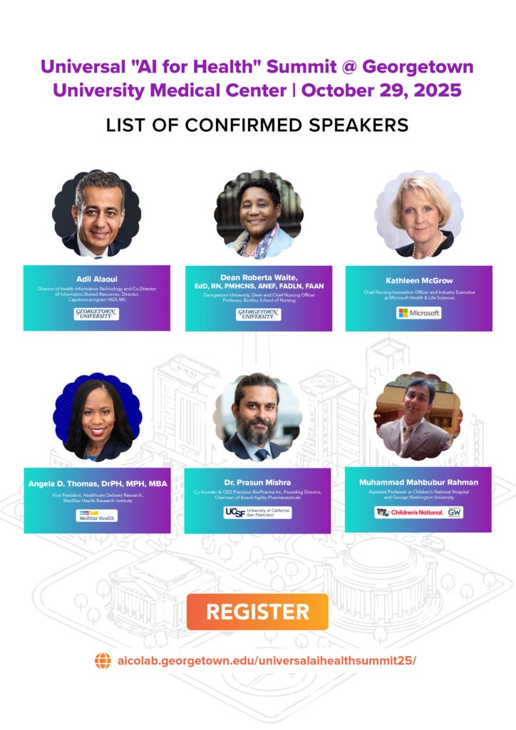 AI for Health Summit 2025 speakers from Georgetown University, Microsoft, UCSF, and MedStar Health.