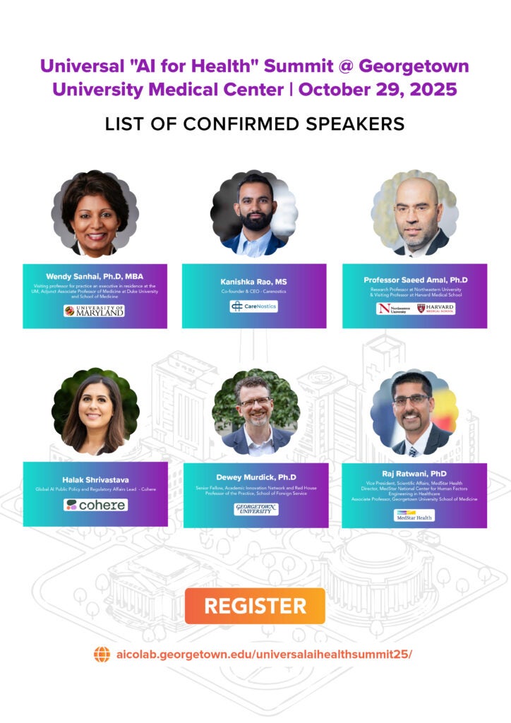 Healthcare AI experts and policy leaders at 2025 Georgetown AI for Health Summit.