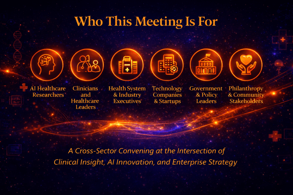 Who should attend the AI CoLab Annual Scientific Meeting including AI healthcare researchers, clinicians, technology companies, and policy leaders.